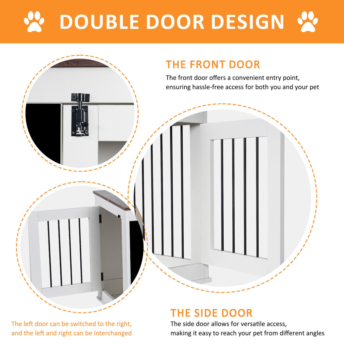 Doodle Wooden Dog Cage Furniture Two Doors White Heavy Duty