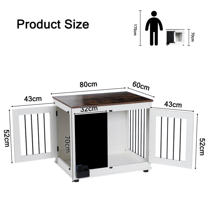 Doodle Wooden Dog Cage Furniture Two Doors White Heavy Duty