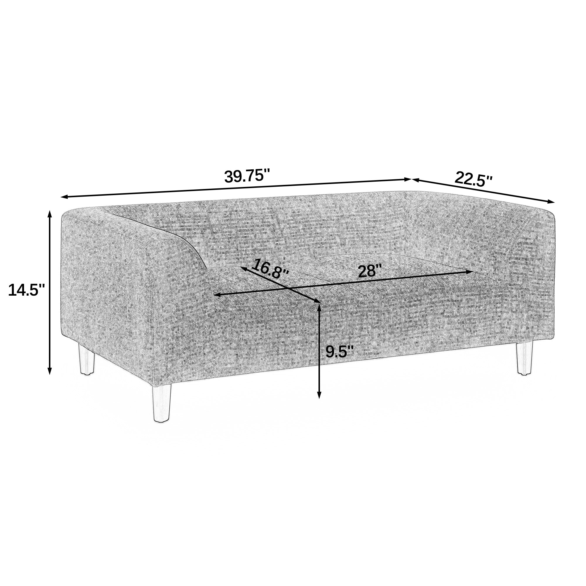 Modern Rectangular Pet Sofa with Backrest and Armrests