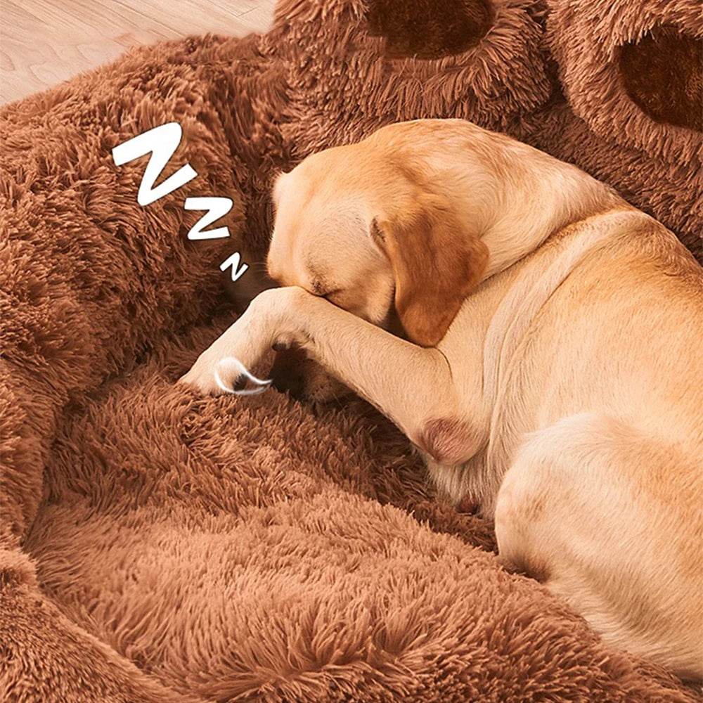 Big Paw Plush Pet Sofa Bed Washable Calming Raised Edges