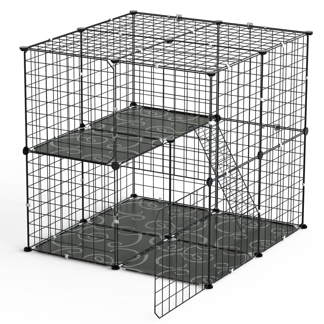 2 Tier Cat Cage Playpen Indoor Detachable Crate with Ladder