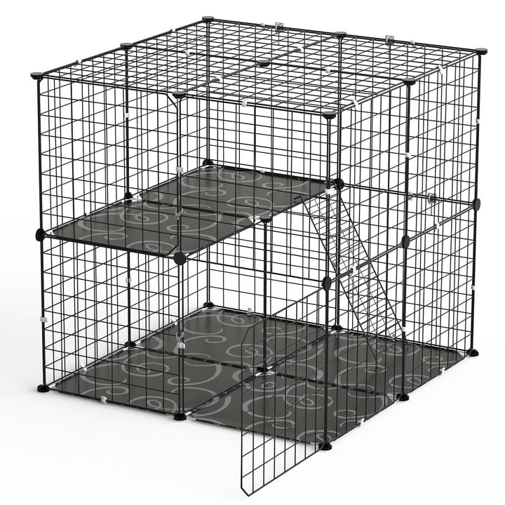 2 Tier Cat Cage Playpen Indoor Detachable Crate with Ladder
