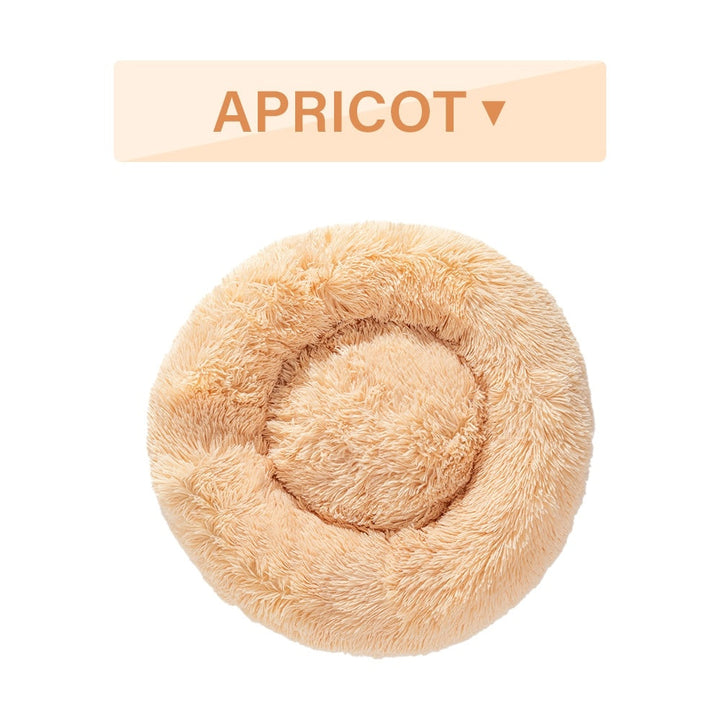 Fluffy Donut Dog Bed Soft Plush Calming Washable Pet Cushion