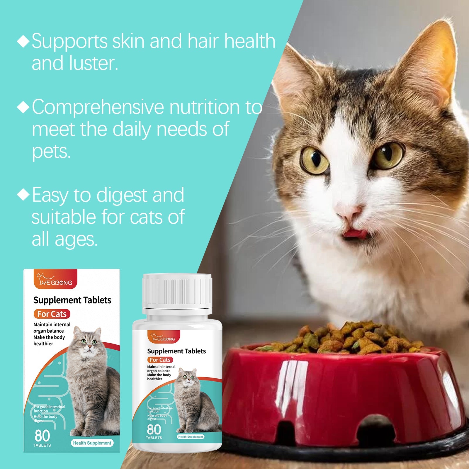 Cat Probiotic Tablets Support Intestinal Health Improve Digestion Absorption