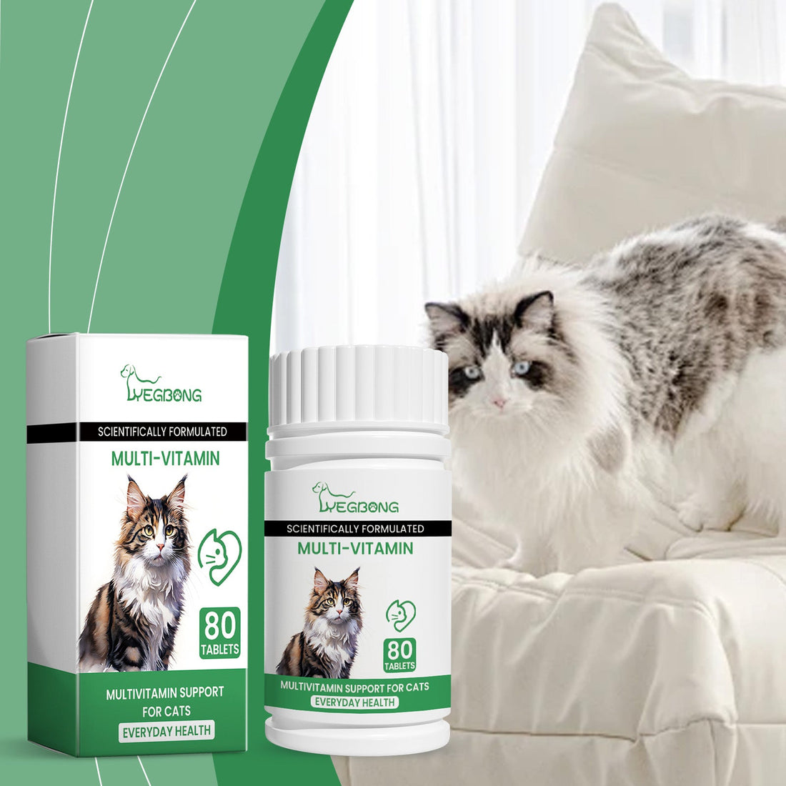 Cat Multivitamin Tablets Support Micronutrient Nutrition Health Daily Supplement
