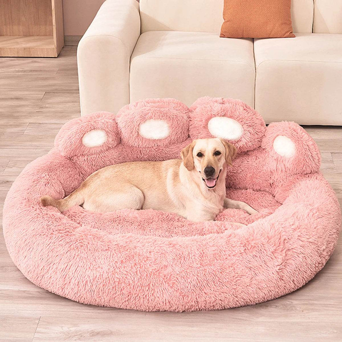 Big Paw Plush Pet Sofa Bed Washable Calming Raised Edges