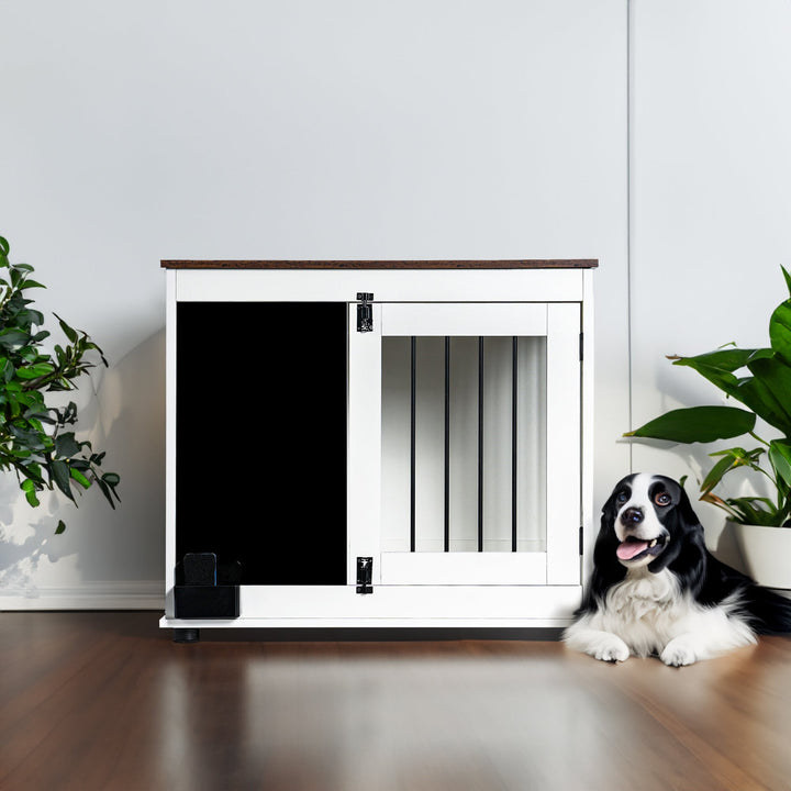 Doodle Wooden Dog Cage Furniture Two Doors White Heavy Duty