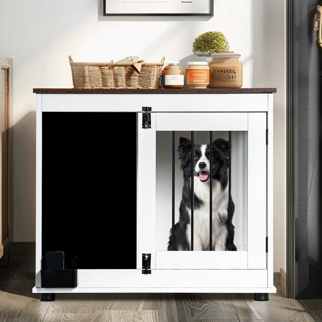 Doodle Wooden Dog Cage Furniture Two Doors White Heavy Duty