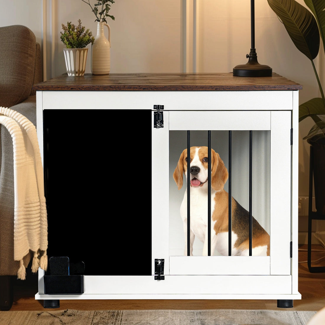 Doodle Wooden Dog Cage Furniture Two Doors White Heavy Duty