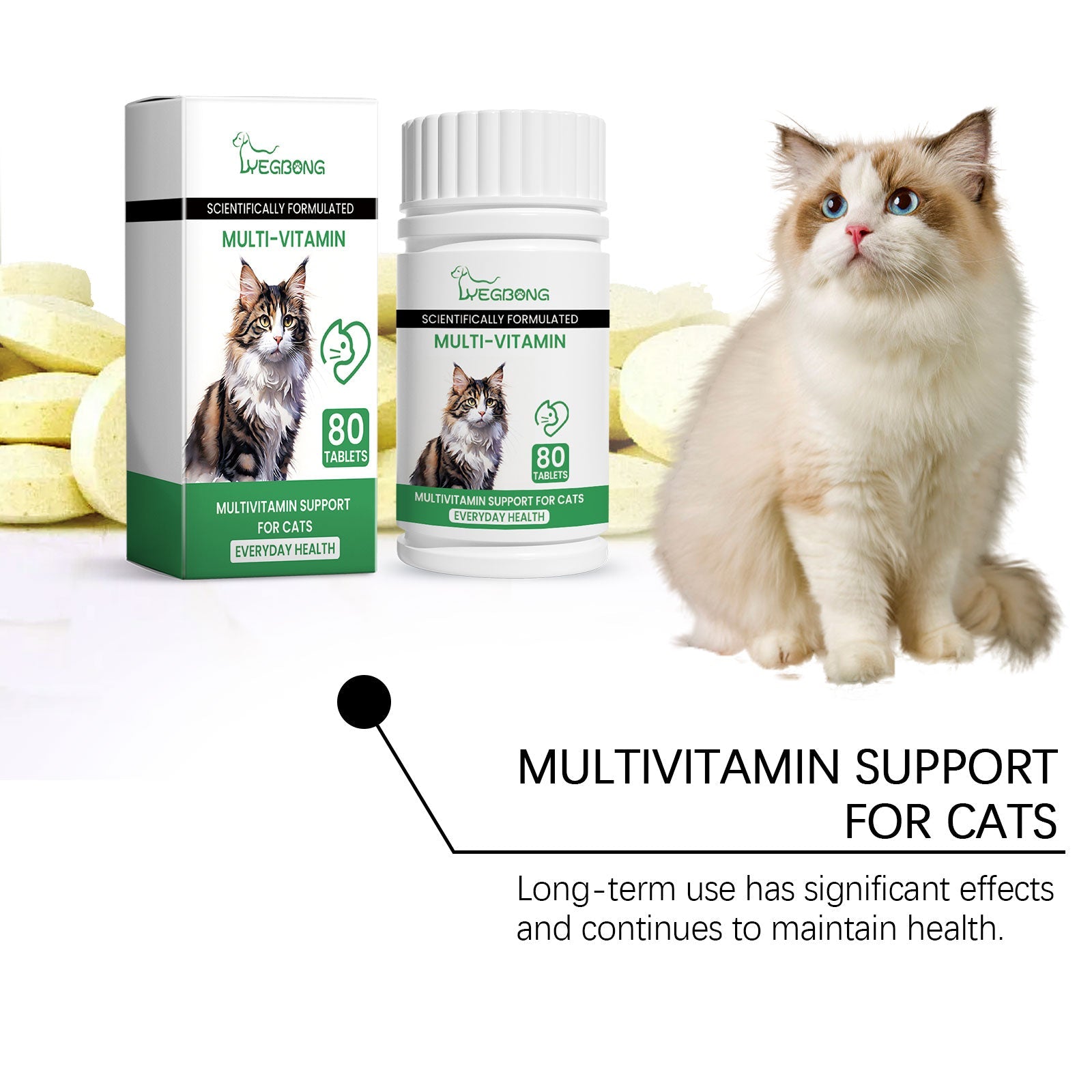 Cat Multivitamin Tablets Support Micronutrient Nutrition Health Daily Supplement