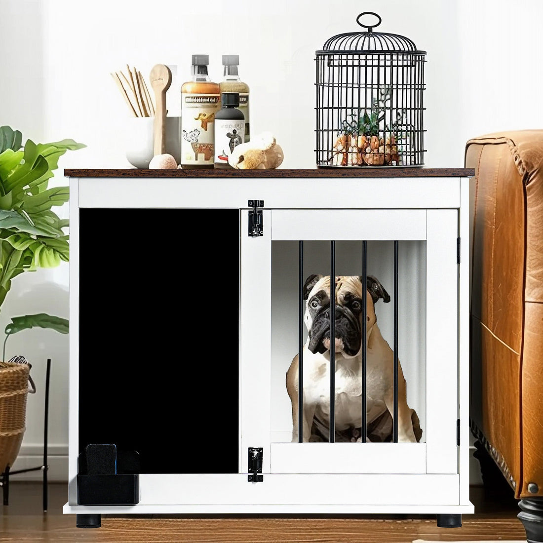 Doodle Wooden Dog Cage Furniture Two Doors White Heavy Duty