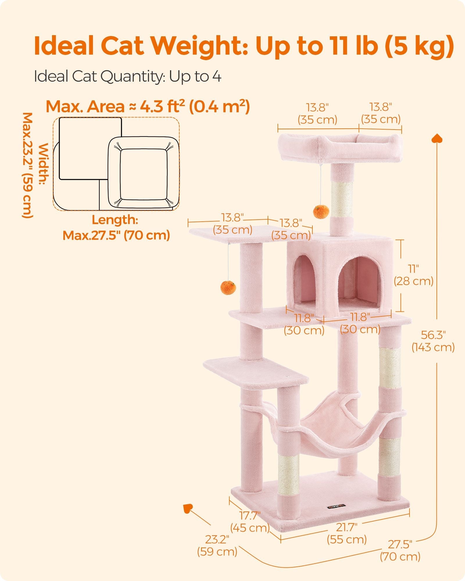 56.3-Inch Cat Tree for Indoor Cats