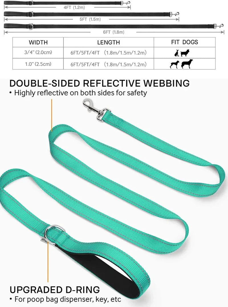 Reflective Pet Leash – Adjustable Polyester Lead Strap